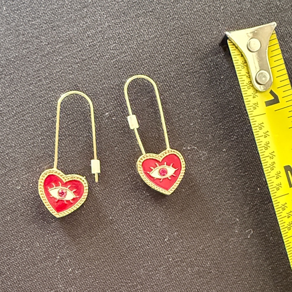 Betsey Johnson Red and Gold Heart Earrings